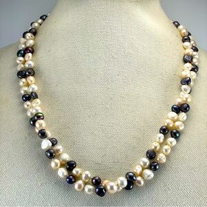 Vintage Multi Color Freshwater Pearls Knotted Single Layer Necklace Elegant